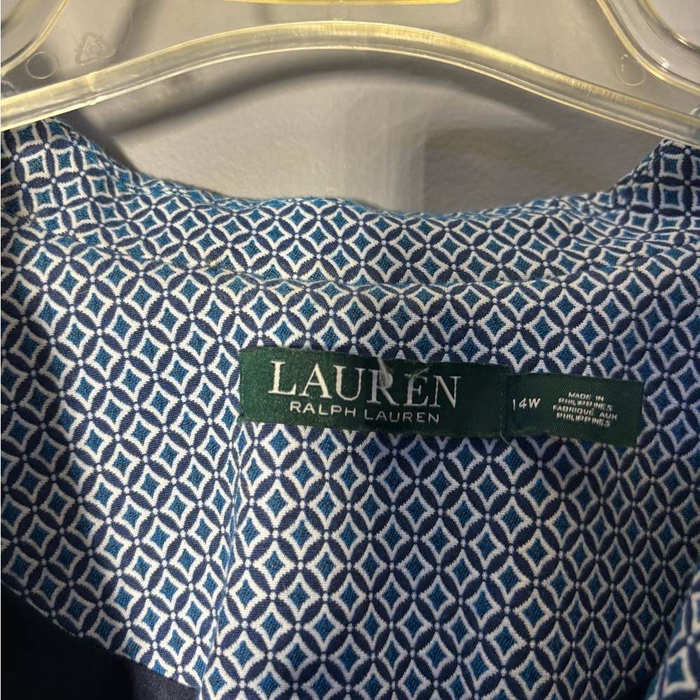 Lauren Ralph Lauren Diamond Pattern Cotton Blend Blazer Womens Size 14W - Picture 3 of 5